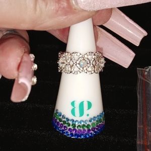 Laced with love love grown pale green fire opal rhodium plating $136